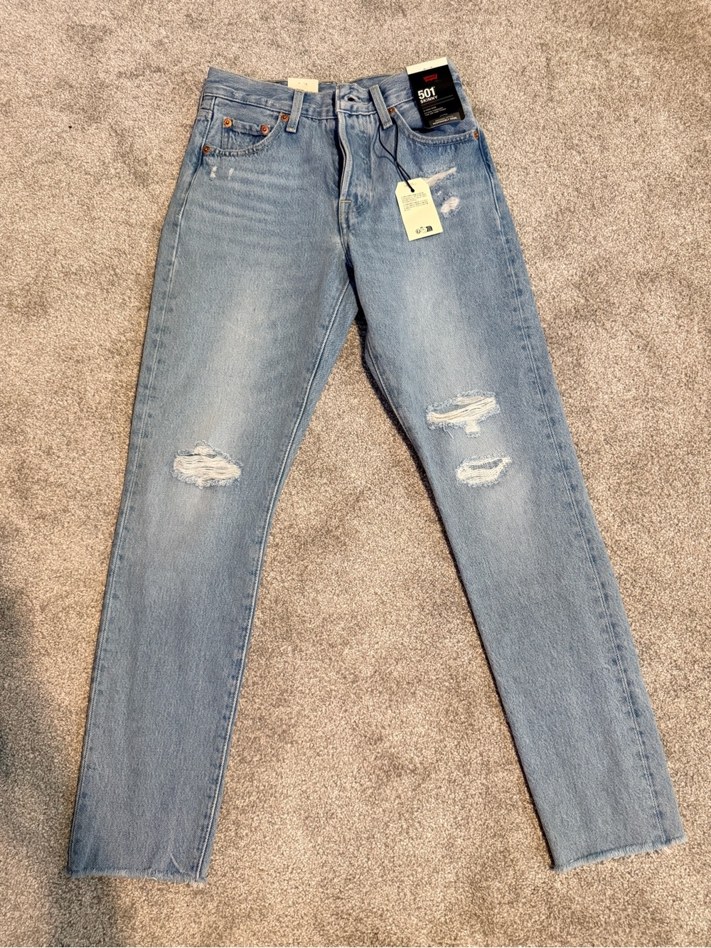 Levi’s 501 Skinny High Rise Distressed Jeans NWT Size 23x28
